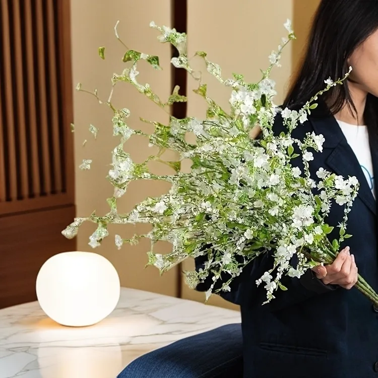 雪柳仿真花假花装饰摆件客厅摆设餐桌花摆花高端仿生花塑料花