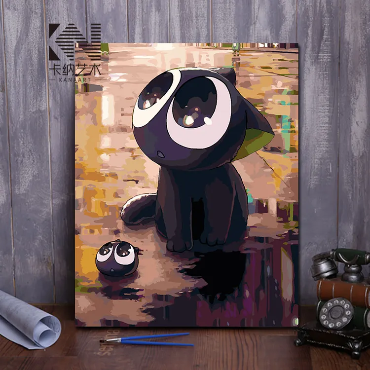 diy数字油画客厅卧室手工填色定制大幅减压数码装饰画罗小黑战记