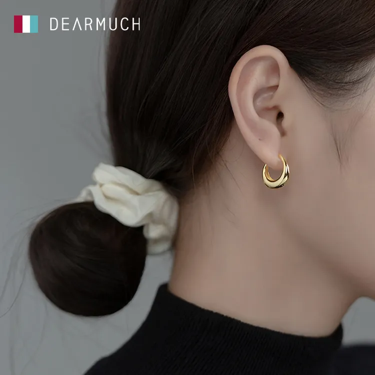 足银耳饰 999纯银耳环女素圈耳钉简约轻奢法式2024秋冬季新款耳扣