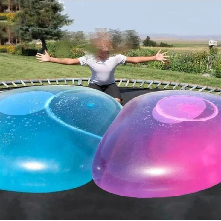 【夏季热销】注水透明泡泡球 TPR吹气圆球bubble ball拍拍球大光球