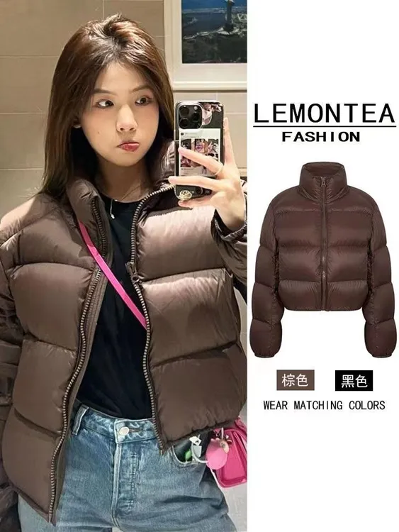 肯豆风韩版棉服女2023新款加厚宽松短款棉衣立领时尚小个子面包服