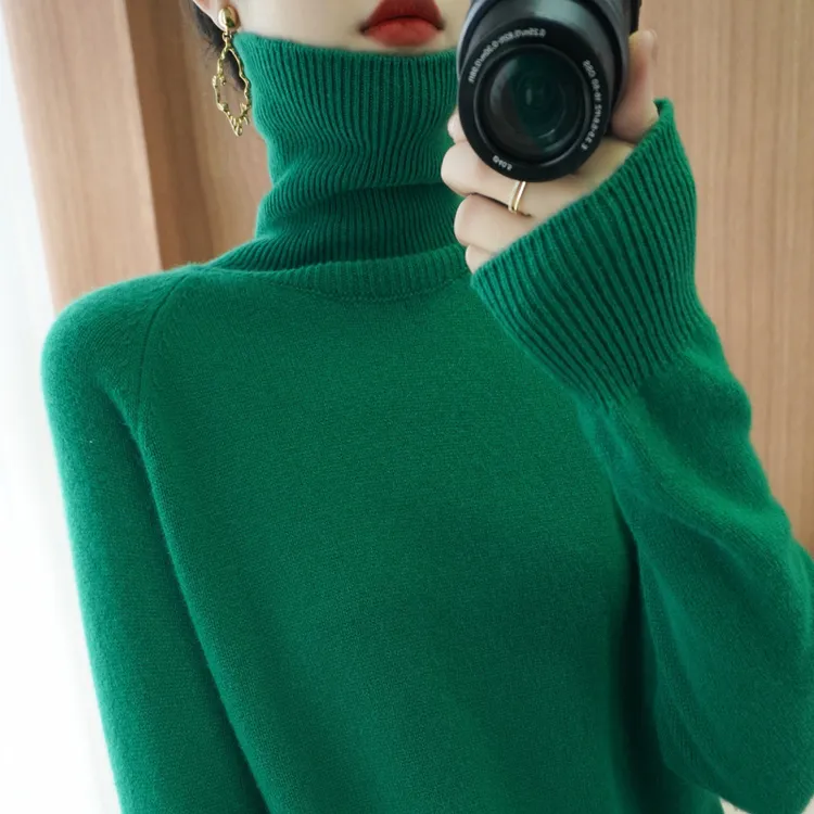 【明星同款】重磅380克100%羊毛衫网红秋冬厚款高领百搭显瘦打底衫