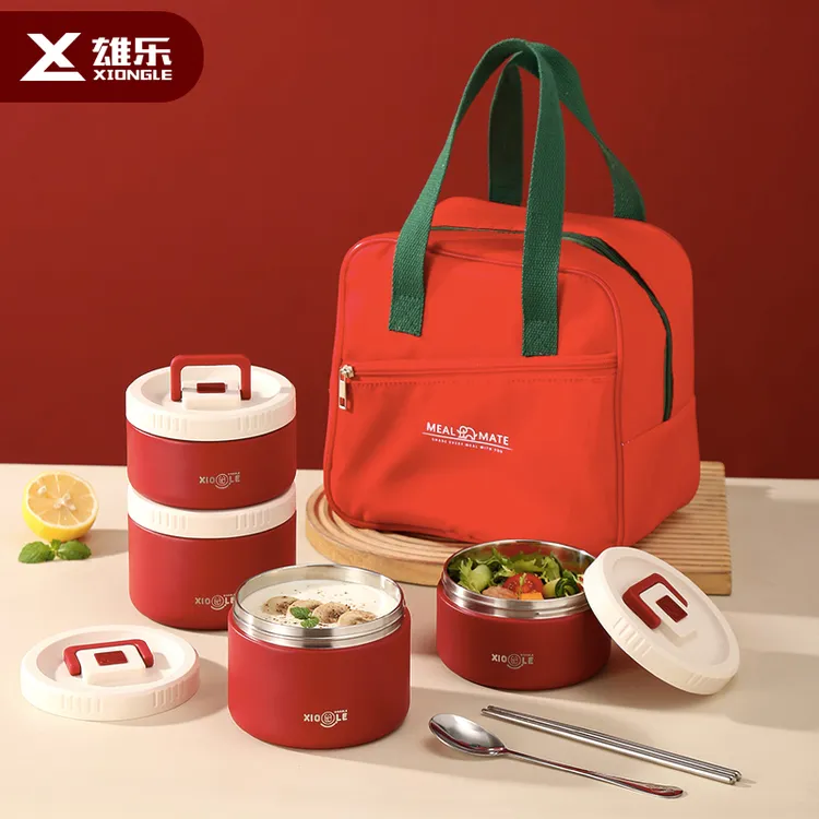 304不锈钢户外饭盒上班圣诞保温饭桶学生儿童长效保温餐盒带盖
