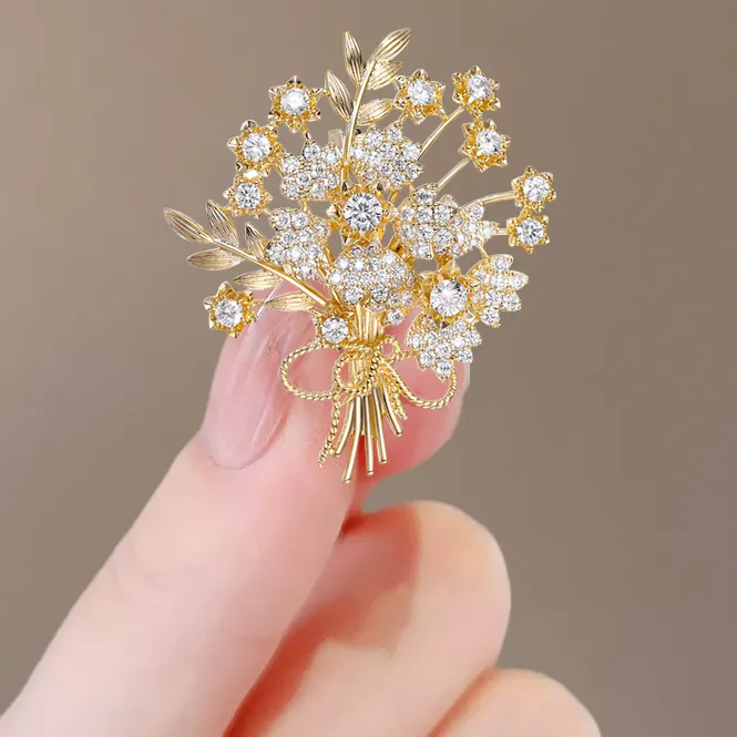 合金胸针 招财发财树胸针女时尚奢华气质西装胸花轻奢精致别针