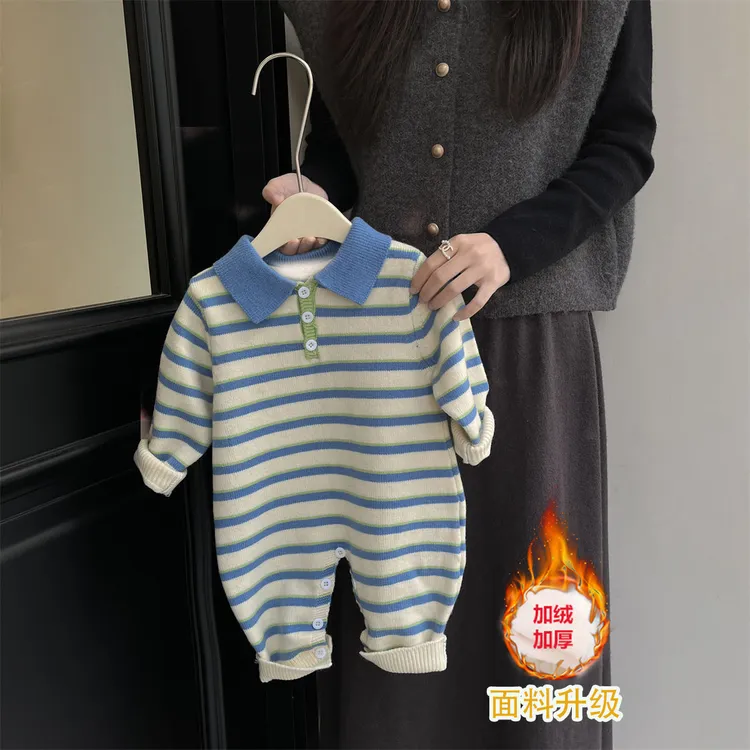 婴儿连体衣春秋款可爱超萌哈衣洋气针织毛衣男宝宝秋款衣服外出服