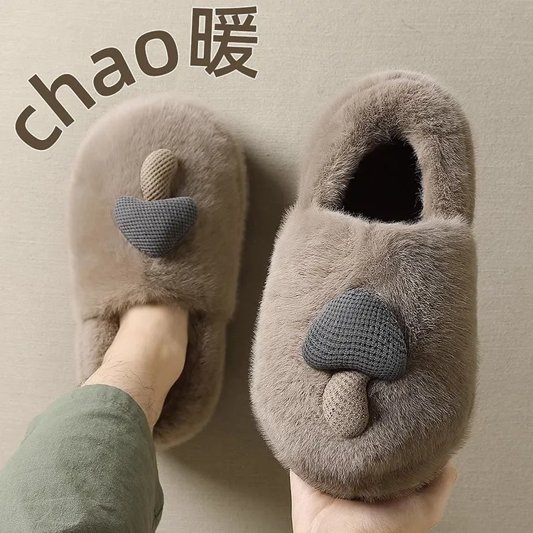 踩屎感包跟棉拖鞋男士冬季2025新款室内家居保暖厚底毛绒棉鞋男款