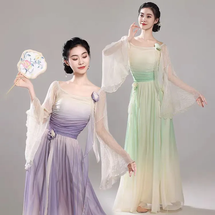 新款古典舞蹈服飘逸超仙身韵练功服仙气高档中国风服装女款纱衣