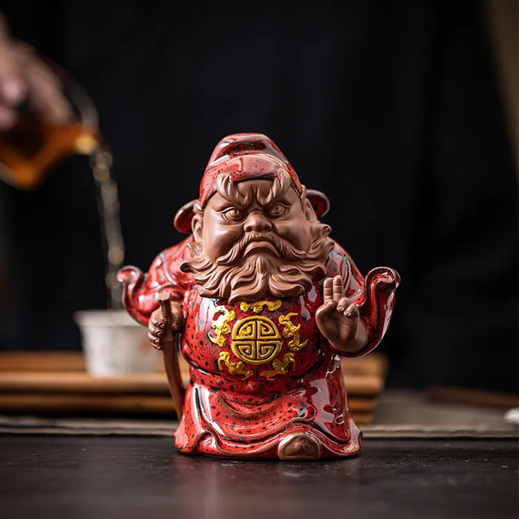 茶宠摆件钟馗摆件天师人物工艺品茶桌茶台可养茶玩小摆件紫砂创意