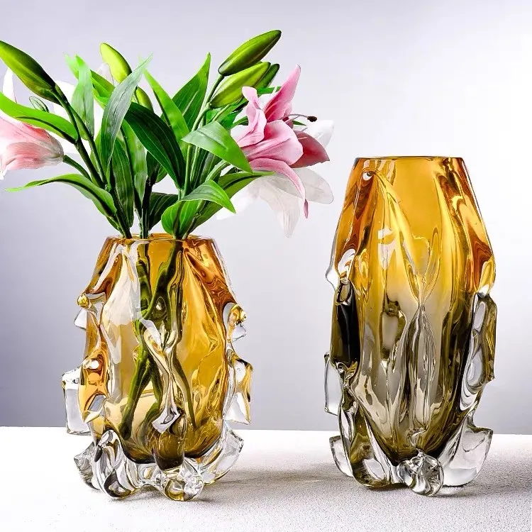 轻奢创意水晶玻璃花瓶客厅玄关水养鲜花琉璃花器家居插花瓶摆件