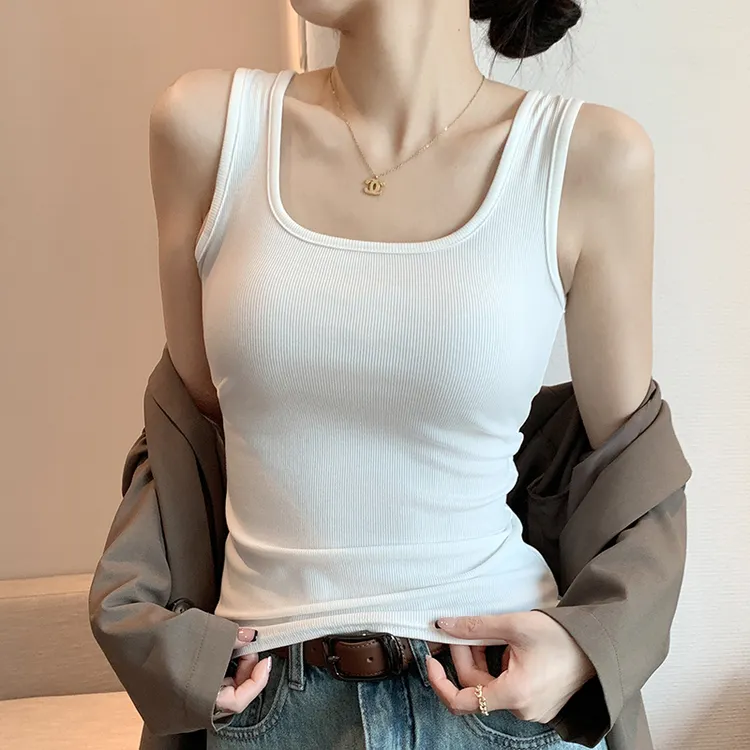 醉梓菡吊带背心女夏季新款外穿运动白色内搭背心螺纹工字螺纹上衣