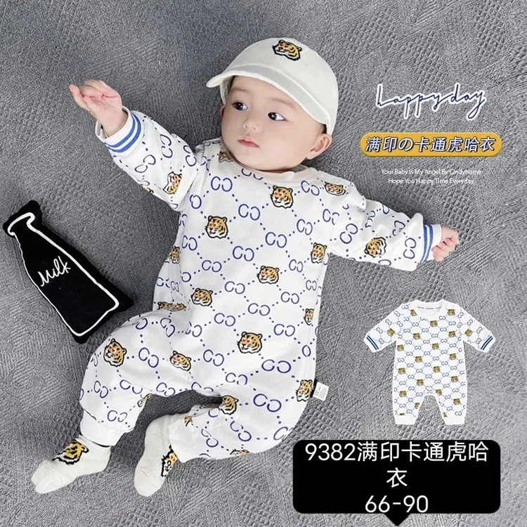 9382春秋季婴幼儿卡通可爱连体衣长袖哈衣宝宝外出爬服衣服