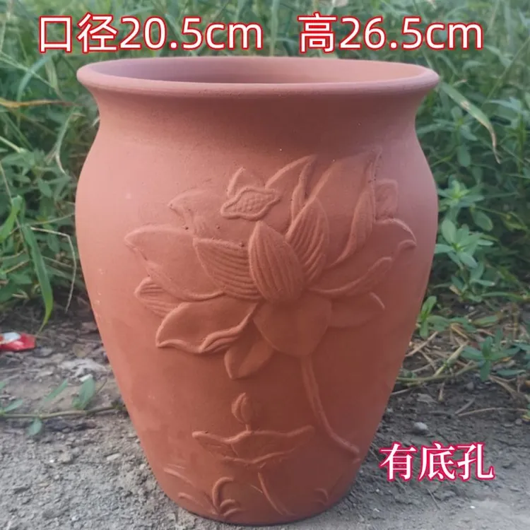 无釉透气三角梅红陶花盆大号月季素烧土陶罐陶瓷高筒多肉老桩花盆
