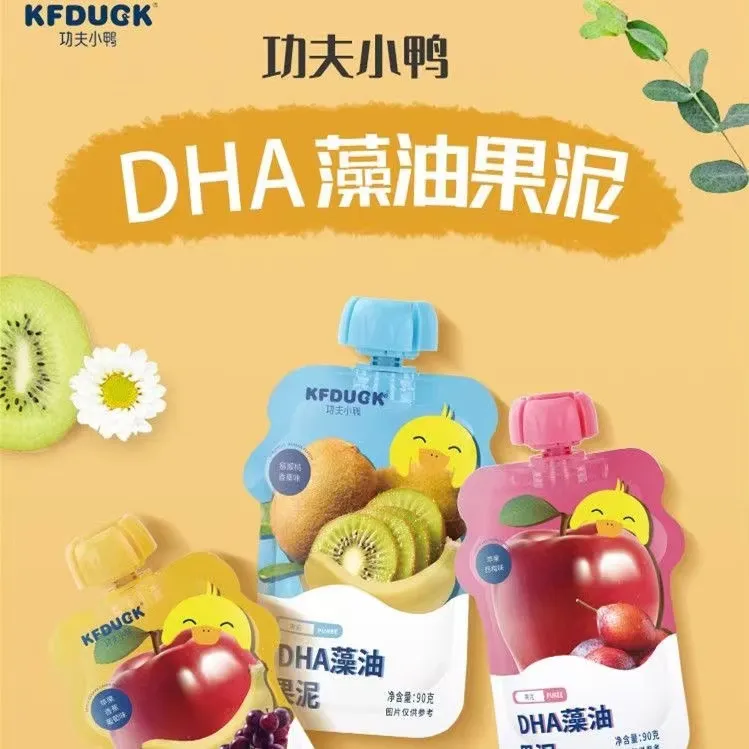 功夫小鸭DHA藻油果泥宝宝零食混合佐餐泥水果泥儿童小零食90g/袋