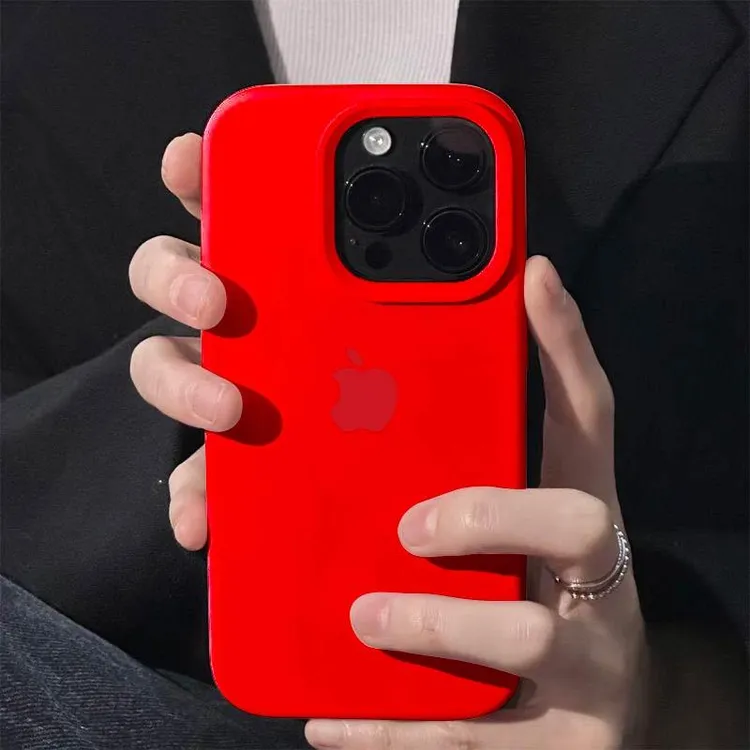 新年本命年大红色适用一体按键17promax手机壳苹果16液态硅胶15