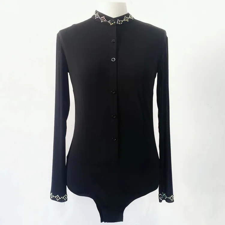 七海舞服三步踩女式广场舞小立领气质黑色纽扣时尚上衣