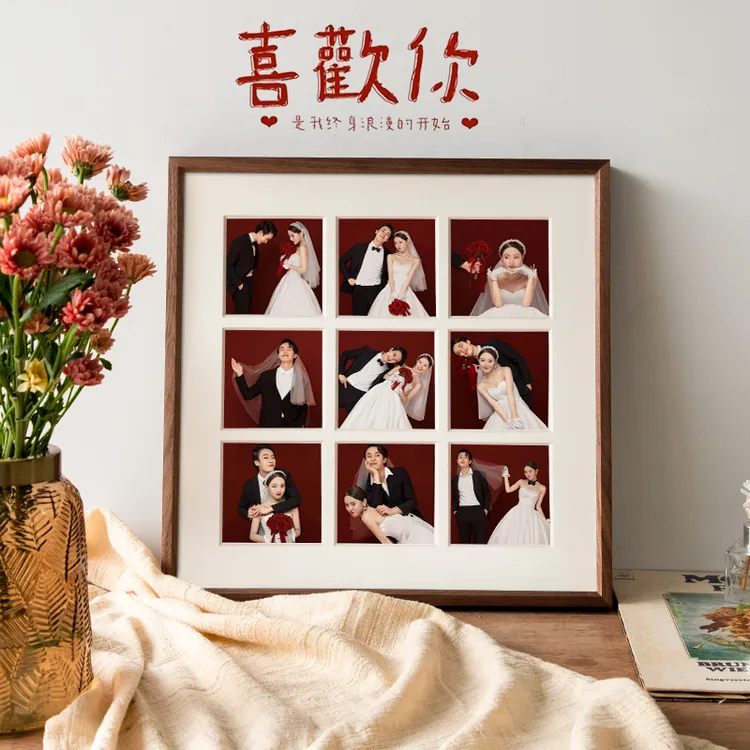 九宫格相框婚纱照挂墙结婚照宝宝照洗照片做成相框情侣海马体相框