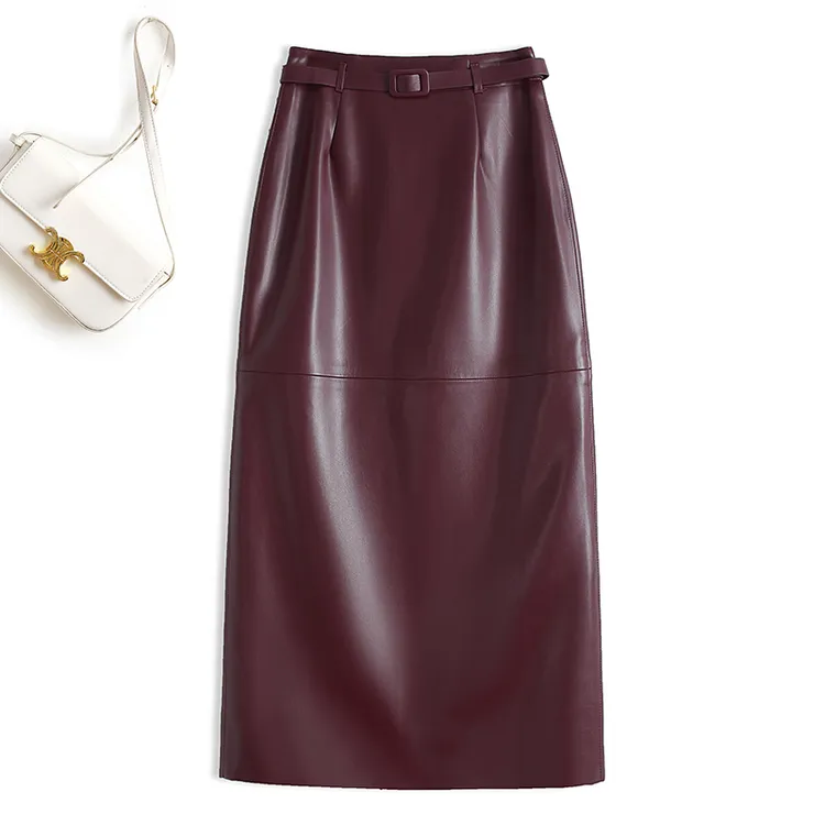 海宁皮裙女高腰气质显瘦长款半身裙修身秋季新款百搭包臀裙