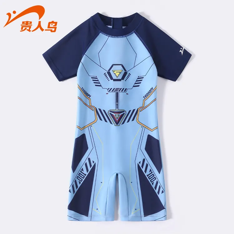 贵人鸟儿童泳衣男童男孩2025新款连体防晒游泳衣夏中大童专业泳装