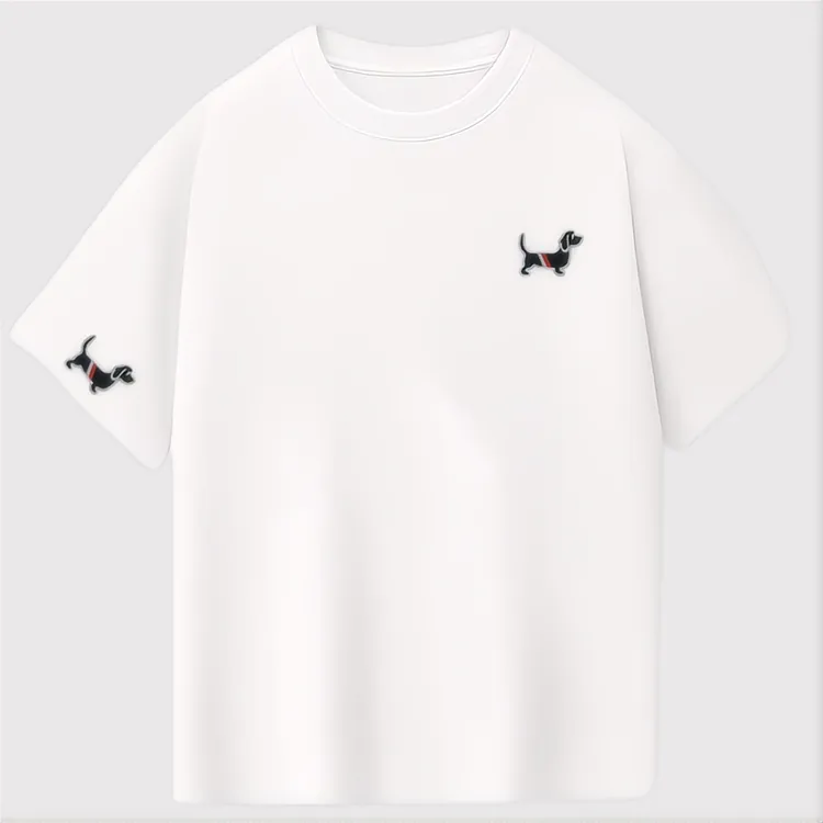 刺绣香肠狗重磅纯棉刺绣款T恤男女同款078507-双狗