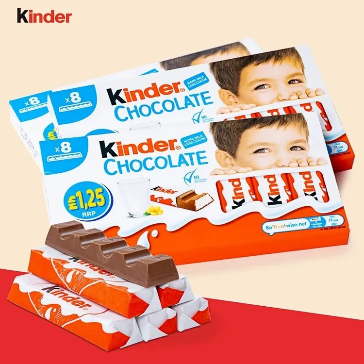 Kinder进口健达牛奶巧克力t8条装建达夹心圣诞节儿童零食礼物糖果