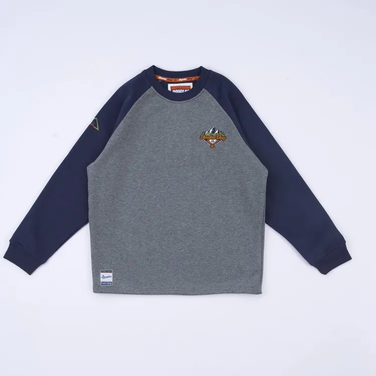 【道格拉斯】蓝拼灰/黑拼绿奥粒绒加绒拼色男士套头圆领卫衣DD2952