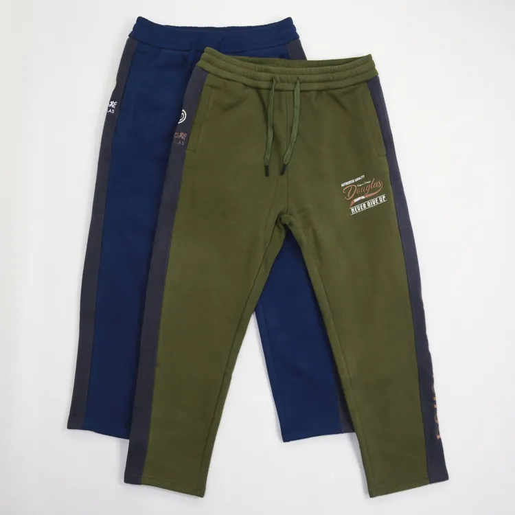 【道格拉斯】蓝/绿两色加绒加厚立体拼接刺绣运动版男士直筒裤DD312