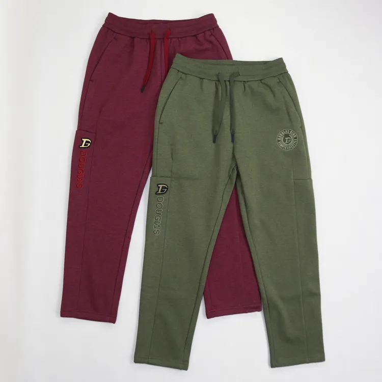【道格拉斯】绿红色花纱复合奥粒绒加绒加厚运动版男士直筒裤DD314