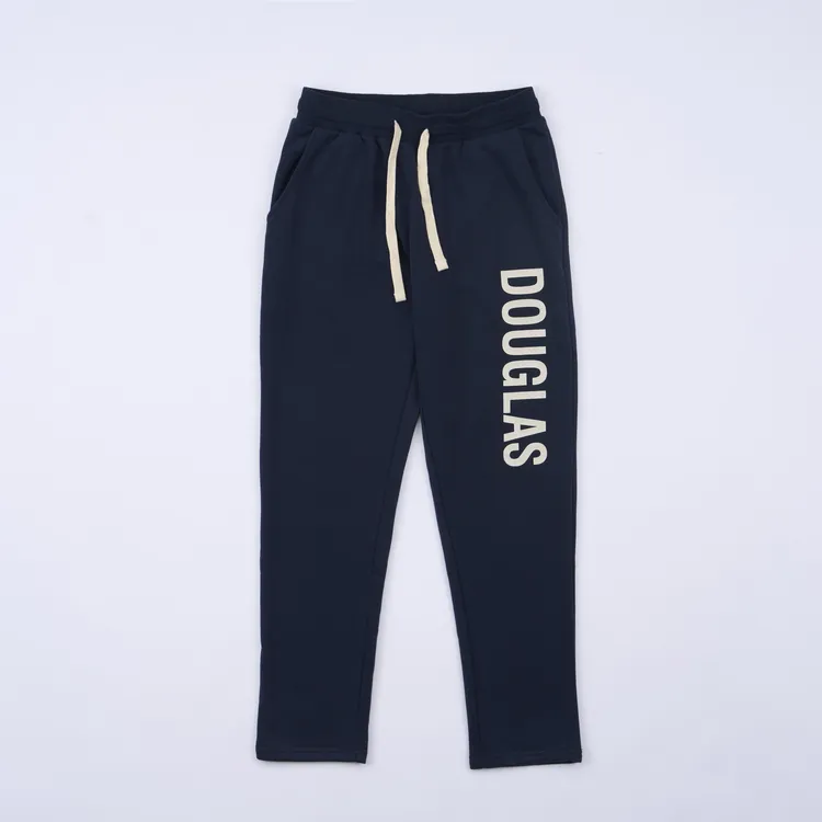 【道格拉斯】蓝灰色碳素刷毛经典LOGO春秋运动版男士直筒裤DD9955