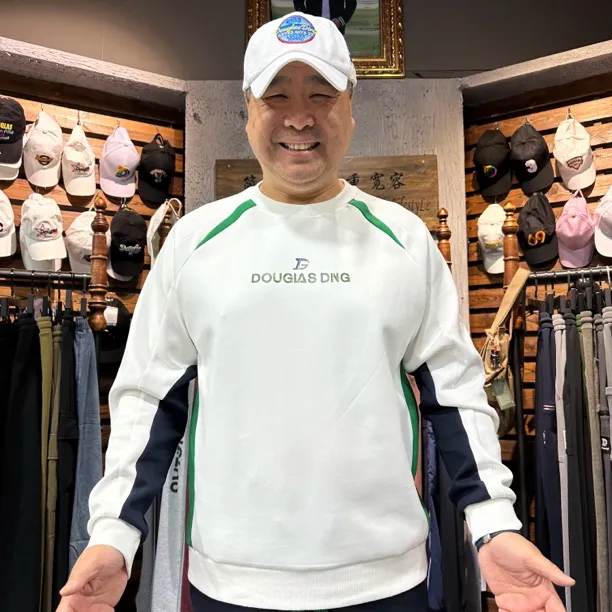 【道格拉斯】绿/白色爽滑透气高弹抗皱秋季男上衣圆领长袖卫衣DD213