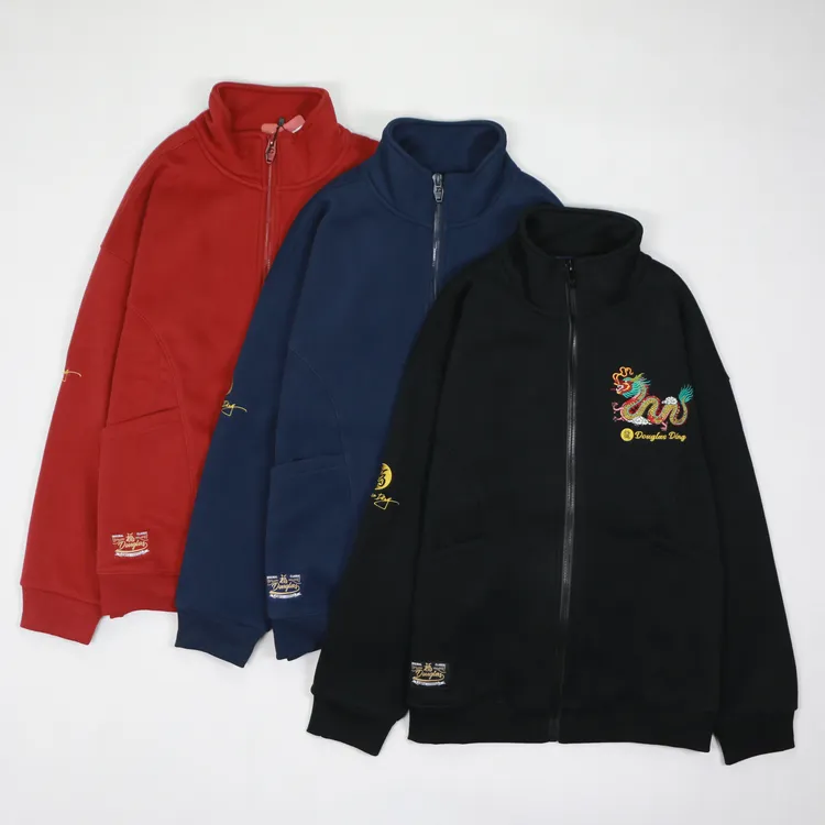 【道格拉斯】红/蓝/黑色银狐绒龙年生肖款秋冬男立领保暖夹克DD2500