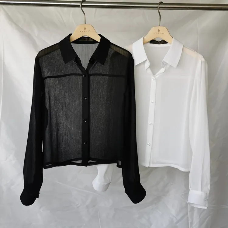 2024夏季新款薄款防晒衣女长袖雪纺开衫七分袖宽松黑色披肩空调衫