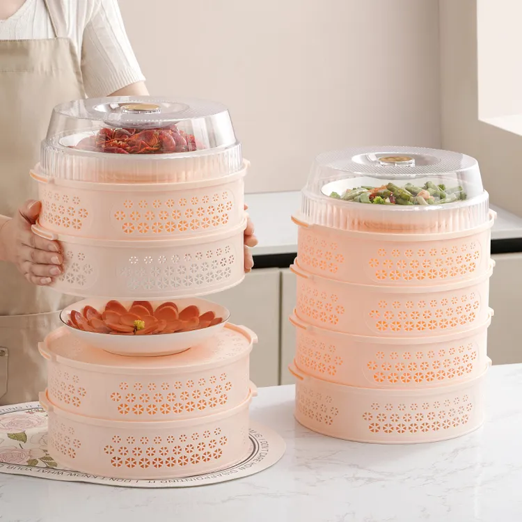 菜罩防尘防蚊虫透气保温家用创意厨房收纳架饭桌剩菜沥水篮可叠加