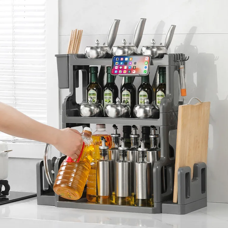 多层刀架厨房置物架家用油盐酱醋调味料收纳架壁挂调料架多功能