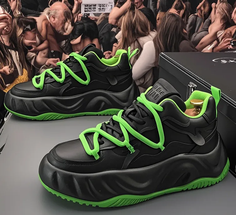 欧洲站男鞋原创设计款小众高端厚底面包鞋潮牌板鞋运动休闲老爹鞋