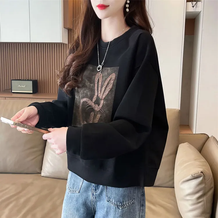 早秋小个子短款卫衣女2025新款春秋季薄款宽松大码洋气减龄上衣服