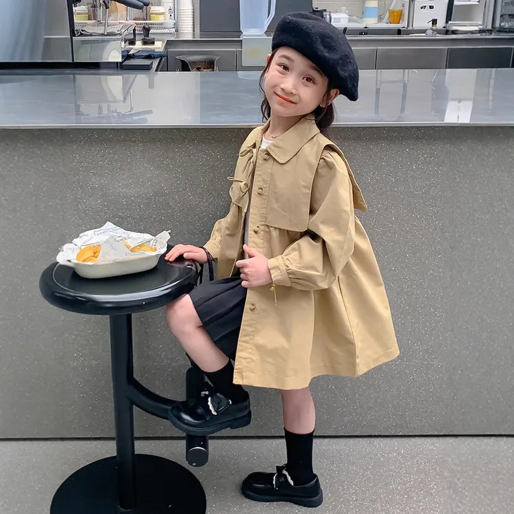 6671女童英伦风外套2025秋装儿童百搭洋气上衣童装时髦长袖风衣