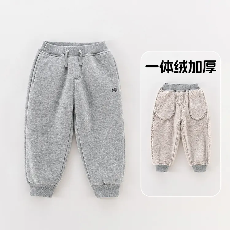 新款儿童加绒裤子冬宝宝休闲裤幼儿园长裤男女童保暖裤运动束脚裤