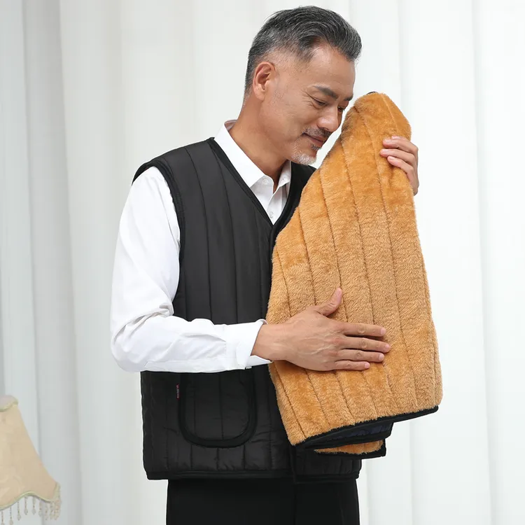 中年爸爸秋冬装背心加绒加厚保暖棉马夹中老年人男士坎肩男装马甲