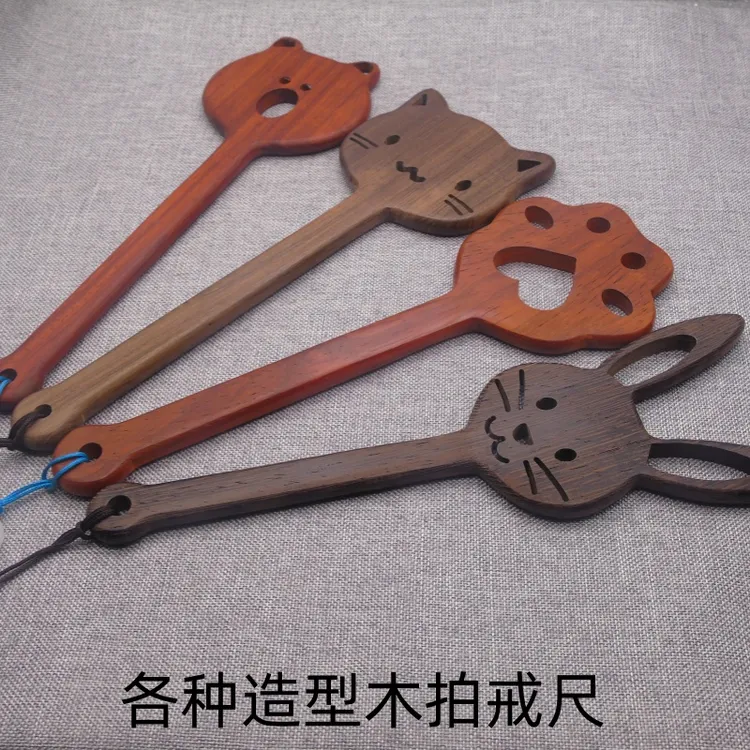 红木可爱戒尺木拍猫训诫竹鞭专用棒棍刻字可爱趣味文化猫爪戒尺