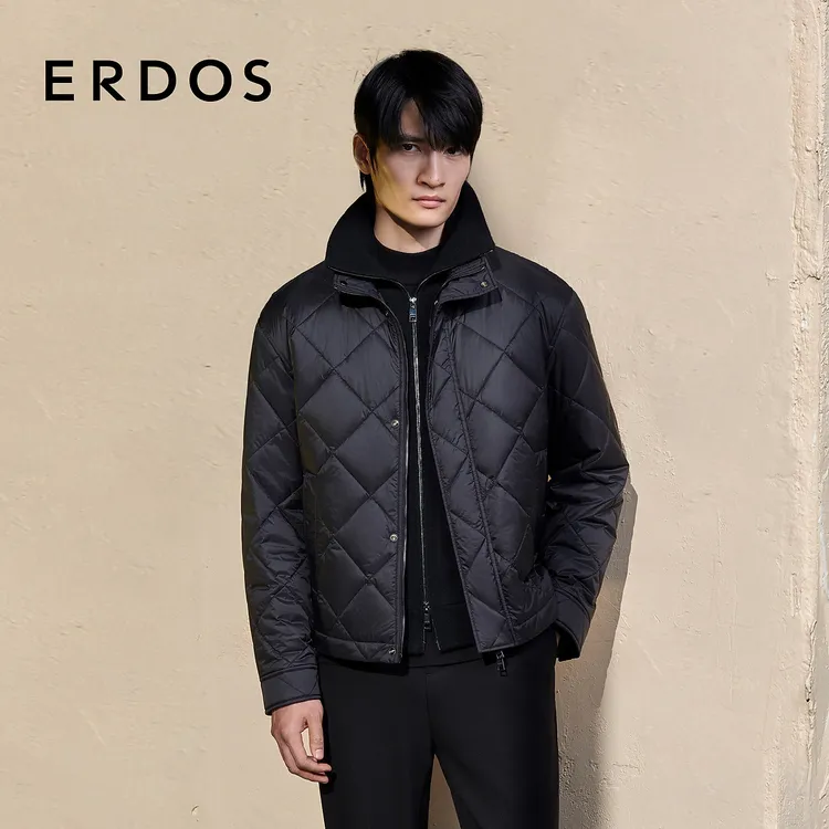 ERDOS 小翻领双提羊绒男开衫双头拉链沉稳百搭时尚