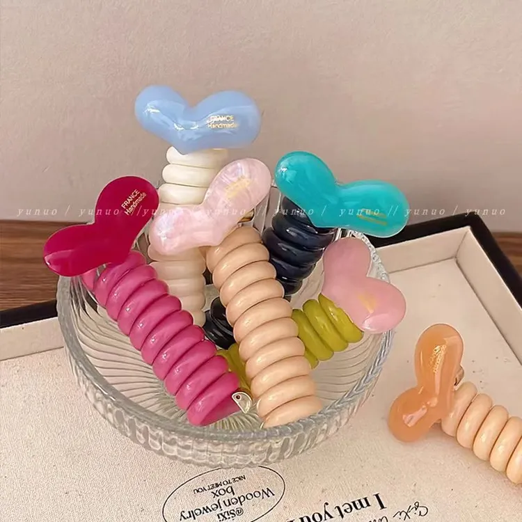 果冻爱心泡泡辫编发神器头绳女2024新款高级感皮筋扎头电话线发圈