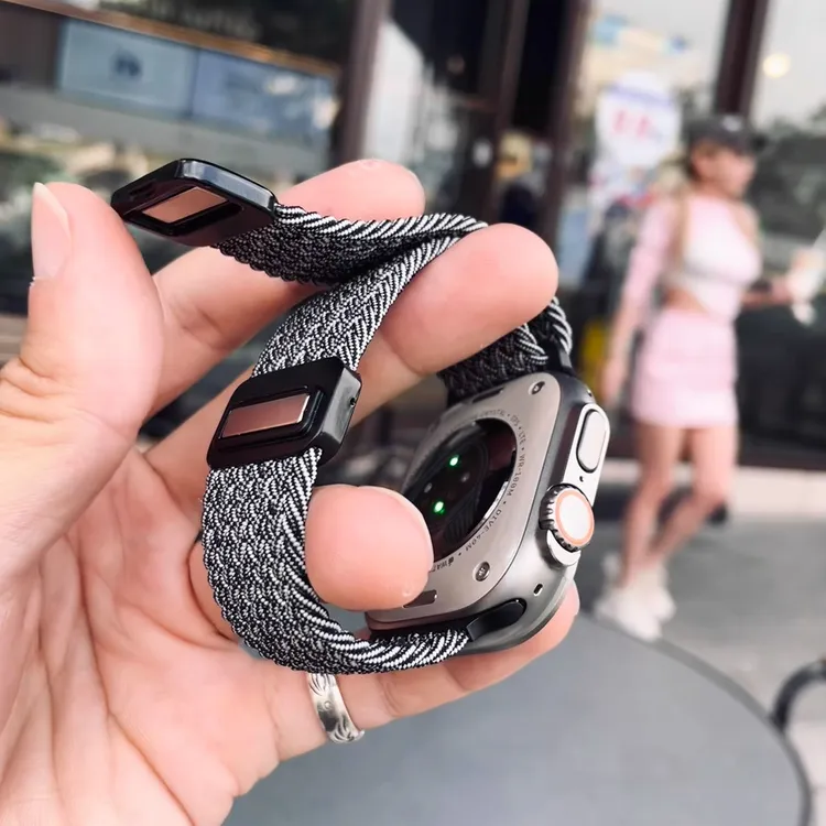 弹力编织适用苹果手表iwatch表带s9磁吸扣Ultra回环针织透气运动