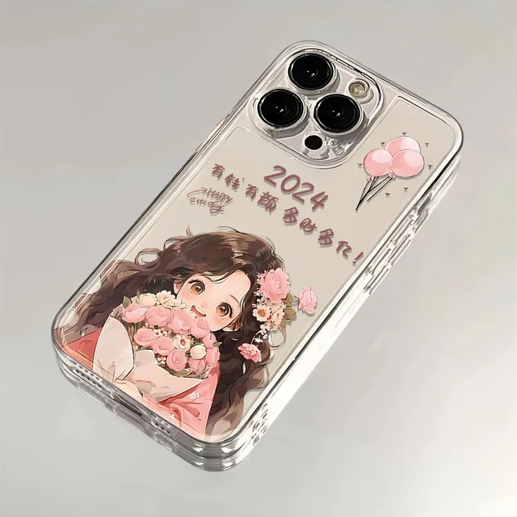 鲜花女孩适用iphone15苹果手机壳14promax太空壳13pro透明12pro11