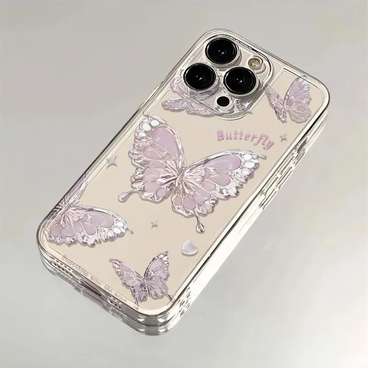 简约蝴蝶适用iphone15苹果手机壳14promax太空壳13pro全包12pro11