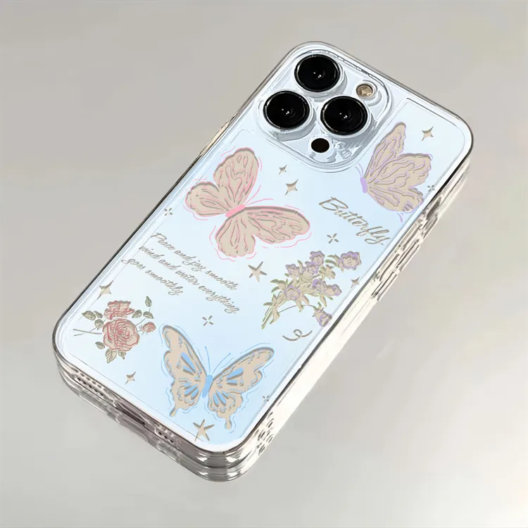 镂空蝴蝶适用iphone15苹果手机壳14promax太空壳13pro透明12pro11