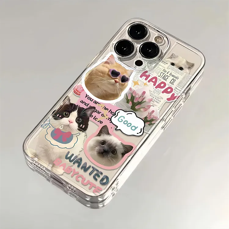 开心小猫适用iphone15苹果手机壳14promax太空壳13pro透明12pro11