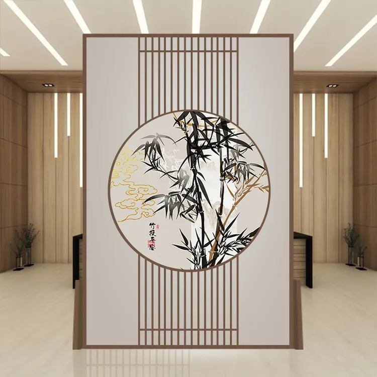 屏风隔断现代中式入户遮挡客厅布艺玄关家用办公茶室会客风水座屏