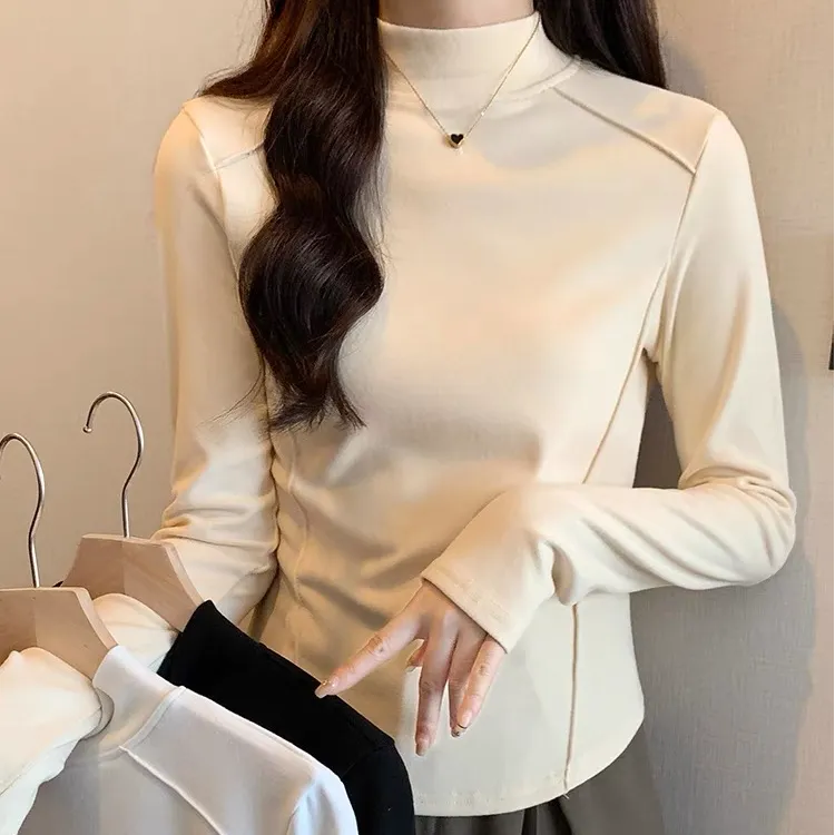 【半高领】磨毛糯米绒打底基础不挑人鱼骨收腰穿衣显瘦款86679