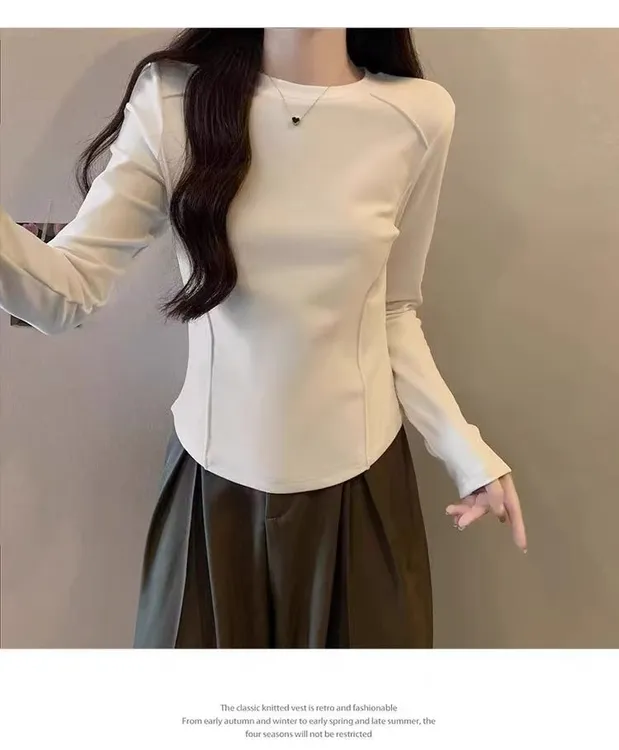 德绒磨毛糯米绒打底秋冬必备基础不挑人鱼骨收腰穿衣显瘦款