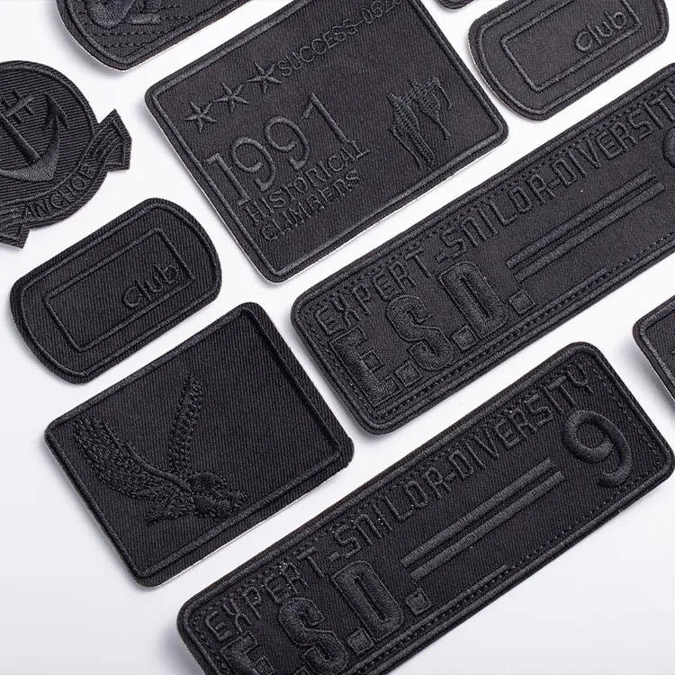 黑色自粘刺绣羽绒服布贴补丁贴裤子补丁贴免缝破洞衣服修补贴